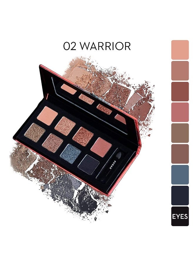 SUGAR Cosmetics Blend The Rules Eyeshadow Palette | Long Lasting, Smudge Proof & Shimmery Finish | 10.4 Gm - 02 Warrior (8 Smokey Shades) - Image 2